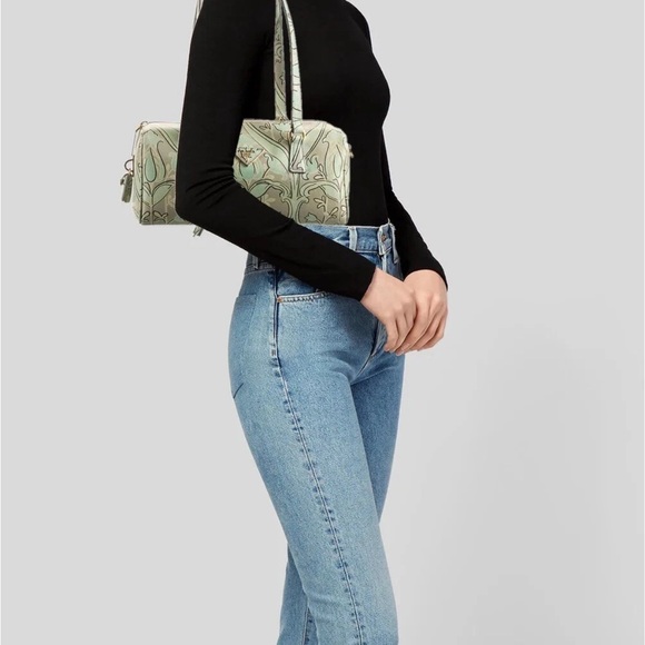 Prada Saffiano Leather Green Bauletto Bag - Picture 2 of 16